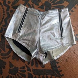 Vintage Silver Leatger High-waisted Shorts